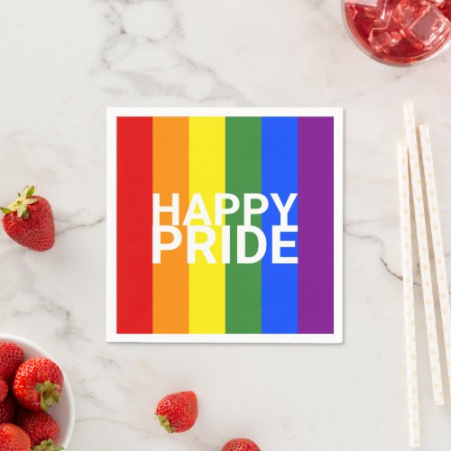 Happy Pride Rainbow Flag Stripes Party Napkins