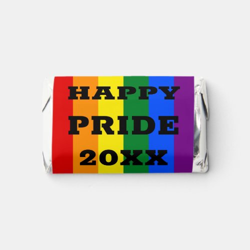 Happy Pride with Year Gay LGBTQ Rainbow Flag Hersheys Miniatures
