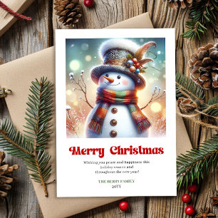Happy printable funny snowman festive holiday card