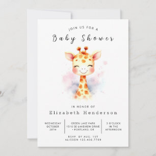 Happy Printable Giraffe Baby Shower Invitation