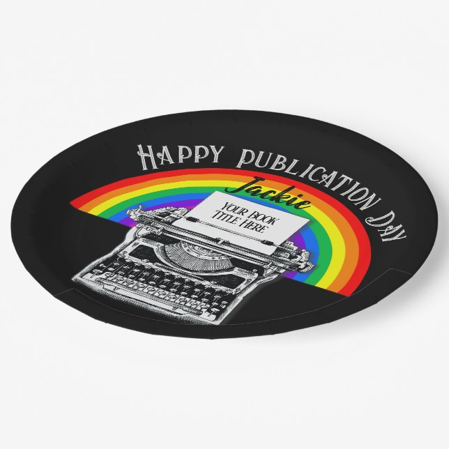 Happy Publication Day Personalized LBGTQ Paper Plates (Angled)