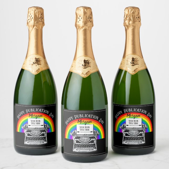 Happy Publication Day Personalized LBGTQ Sparkling Wine Label (Bottles)