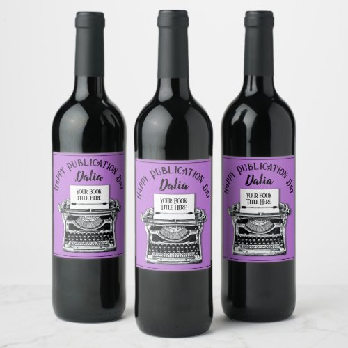 Happy Publication Day Personalized Pink Wine Label