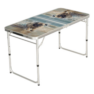 Happy Pug at the Beach Beer Pong Table