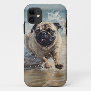 Happy Pug  at the Beach iPhone 11 Case