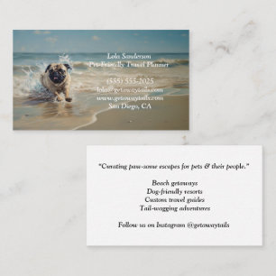Happy Pug at the Beach customizable Business Card