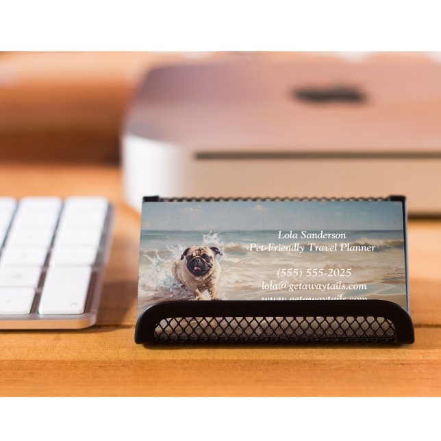 Happy Pug  at the Beach customizable Business Card (Creator Uploaded)