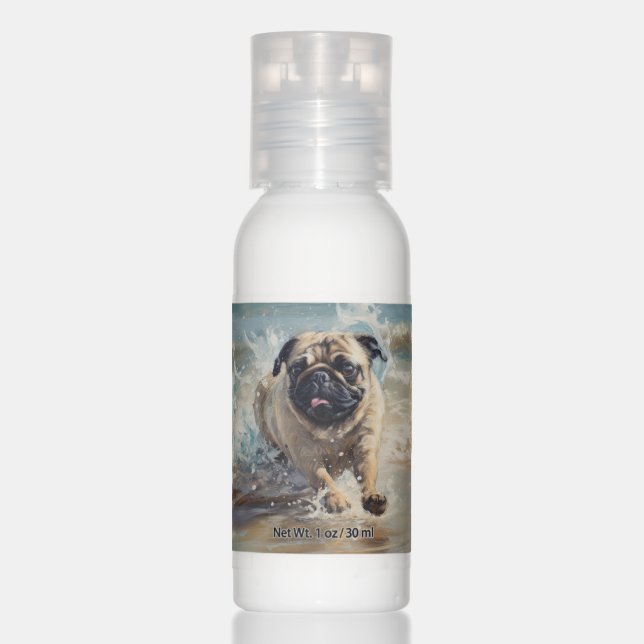 Happy Pug  at the Beach customizable Hand Lotion (Front)