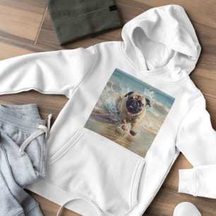 Happy Pug at the Beach customizable Hoodie