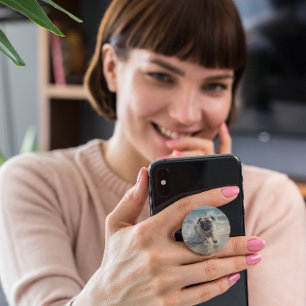 Happy Pug  at the Beach, customizable PopSocket