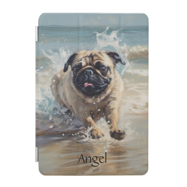 Happy Pug  at the Beach iPad Mini Cover (Front)