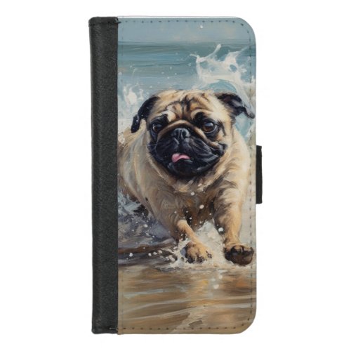 Happy Pug  at the Beach iPhone 87 Wallet Case