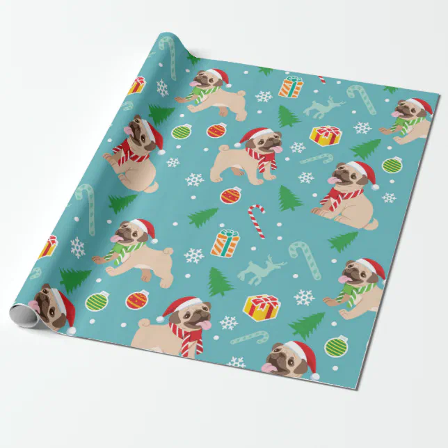 Pug Christmas Wrapping Paper 