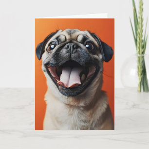 Happy Pug Cute Dog Holiday Card