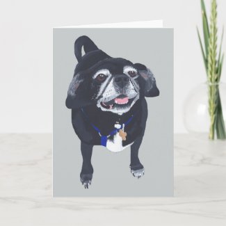 Happy Pug Dog Greeting Cards