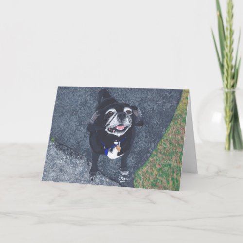 Happy Pug Dog Painting Greeting Cards