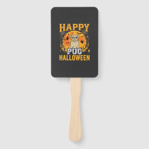 Happy Pug Halloween Spooky Dog Design_1 Hand Fan