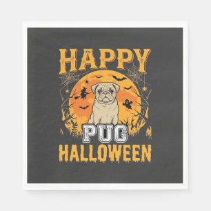 Happy Pug Halloween Spooky Dog Design_1 Napkins
