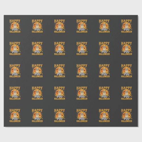 Happy Pug Halloween Spooky Dog Design_1 Wrapping Paper