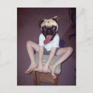 Happy pug-headed kid. postcard