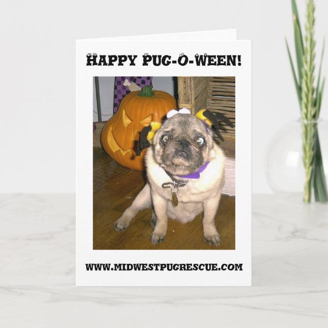 Happy Pug-O-Ween!, www.mid... Card (Front)