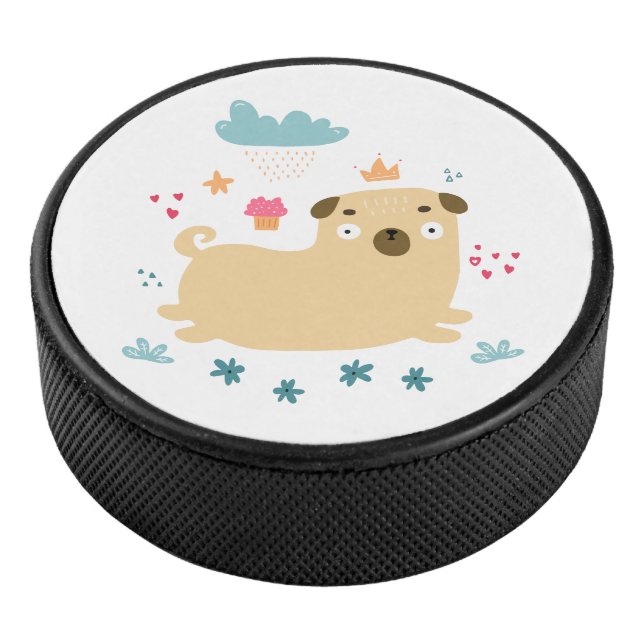 Happy Puggy Hockey Puck (3/4)