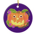 Happy Pumpkin Ceramic Ornament