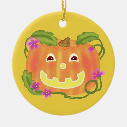 Happy Pumpkin Ceramic Ornament