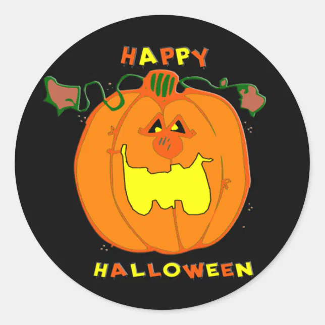 Happy Pumpkin Classic Round Sticker | Zazzle