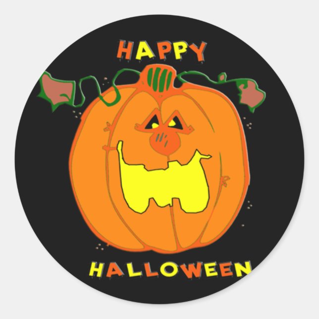 Happy Pumpkin Classic Round Sticker (Front)