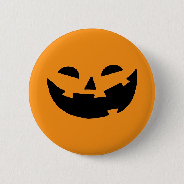 Happy Pumpkin Face Button (Front)