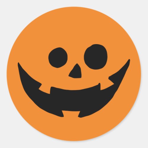 Happy Pumpkin Face Classic Round Sticker