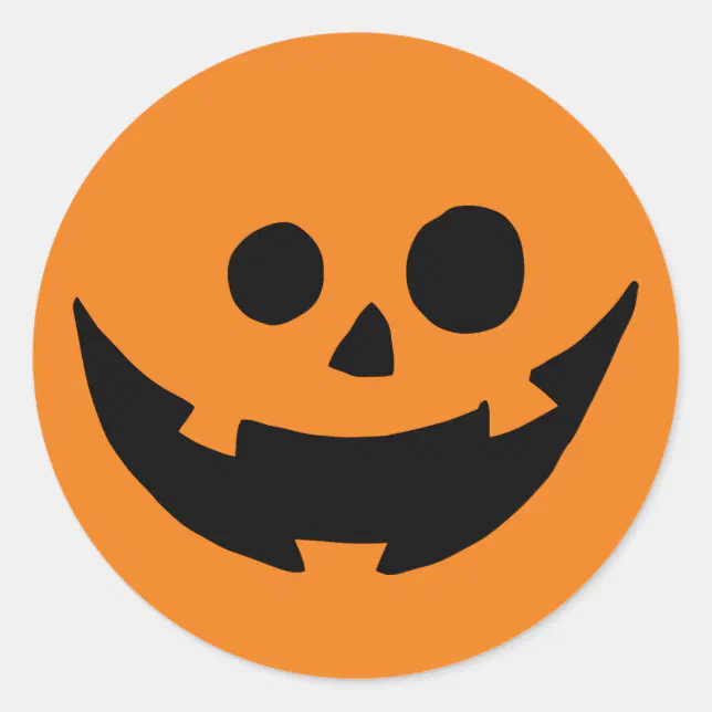 Happy Pumpkin Face Classic Round Sticker | Zazzle