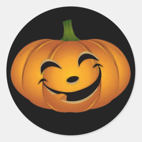 Happy Pumpkin Face for Halloween Fun Classic Round Sticker