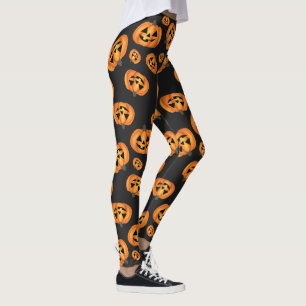 Happy Pumpkin Face Halloween Leggings