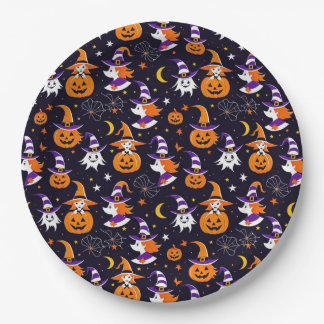 Happy Pumpkin Halloween Paper Plates