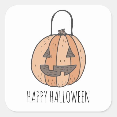 Happy Pumpkin Jack O Lantern Halloween   Square Sticker