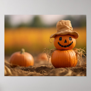 Happy pumpkin scarecrow poster