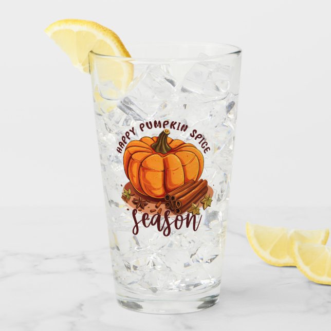 Happy Pumpkin Spice Season – Cozy Autumn Vibes Glass (Front Ice)