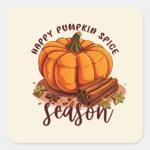Happy Pumpkin Spice Season – Cozy Autumn Vibes Square Sticker