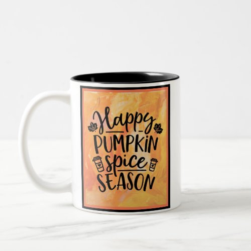 Happy Pumpkin Spice Season Cute Fall Two_Tone Coffee Mug