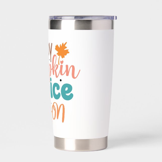 Happy Pumpkin Spice Season Fall Typography Insulated Tumbler (Left)