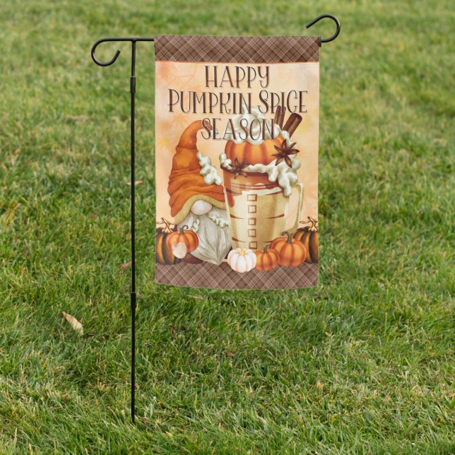 Happy Pumpkin Spice Season Gnome Garden Flag (In SItu)