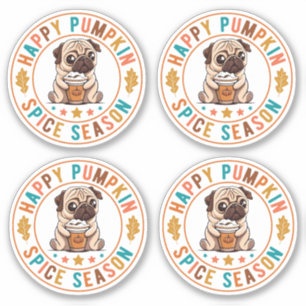 Happy Pumpkin Spice Season Pug Sticker