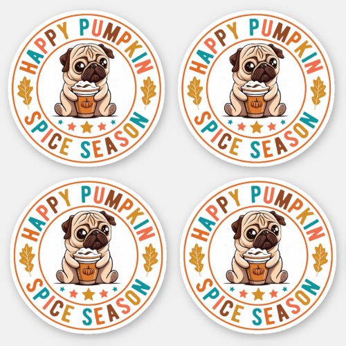 Happy Pumpkin Spice Season Pug Sticker