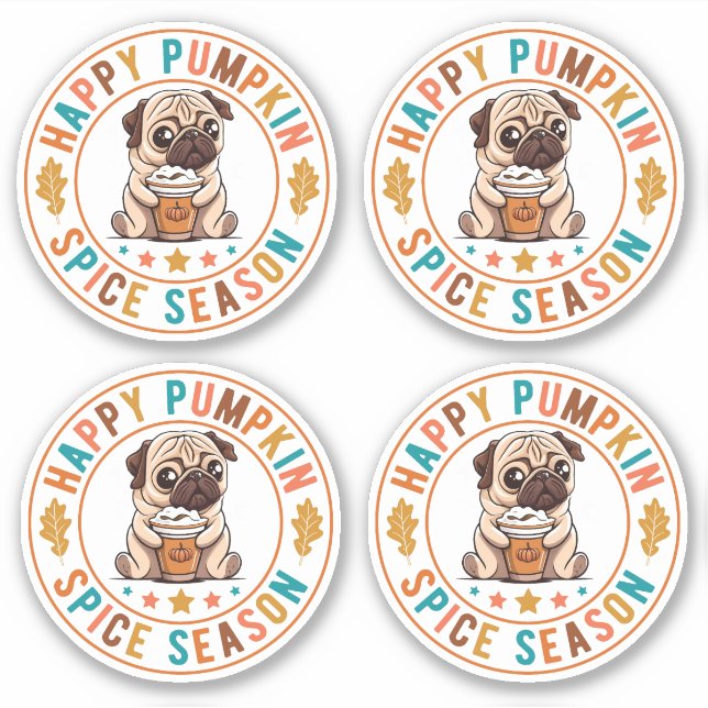 Happy Pumpkin Spice Season Pug Sticker (Front)