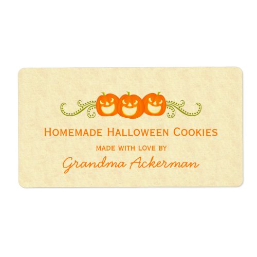 Happy Pumpkin Swirls Halloween Baking Labels