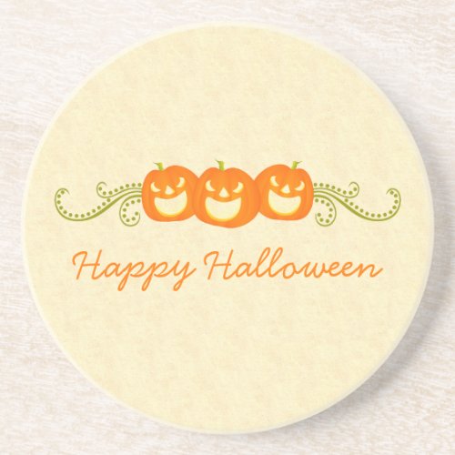 Happy Pumpkin Swirls Halloween Coaster