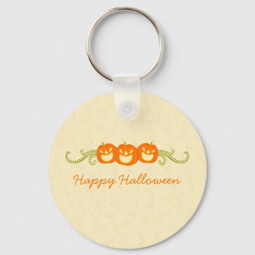 Happy Pumpkin Swirls Halloween Keychain