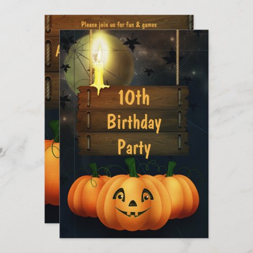 Happy Pumpkins 10th Birthday Party Invitation